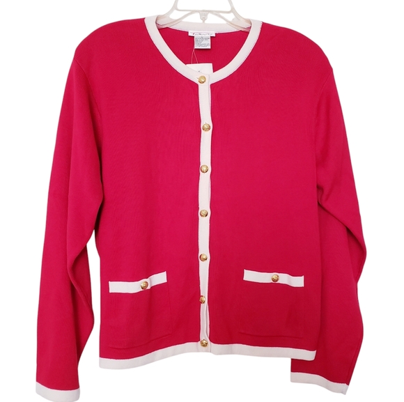 Talbots Classic Red Fine Knit Cardigan Sweater - Picture 14 of 14